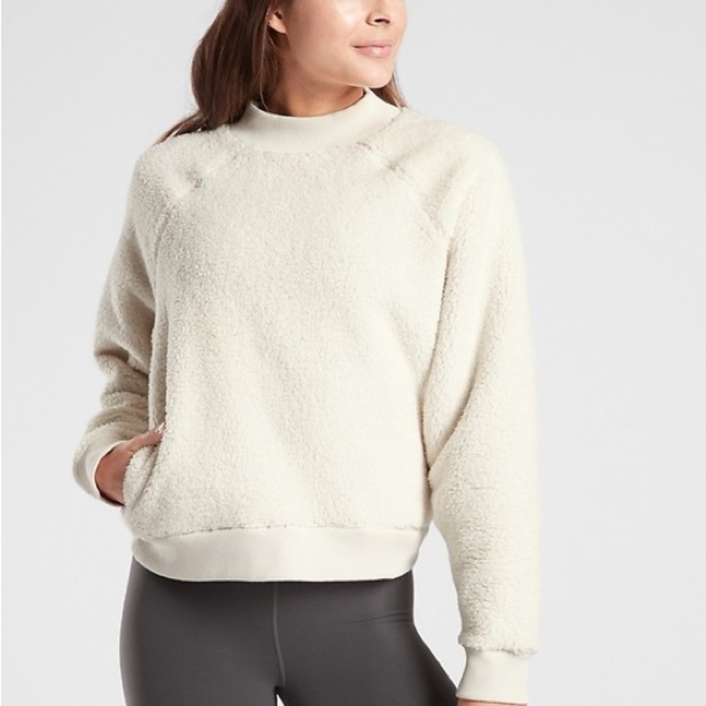 Athleta Asana Sherpa Sweatshirt White Size Small